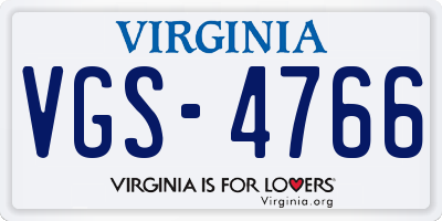 VA license plate VGS4766