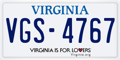 VA license plate VGS4767