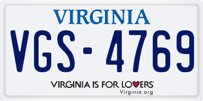 VA license plate VGS4769
