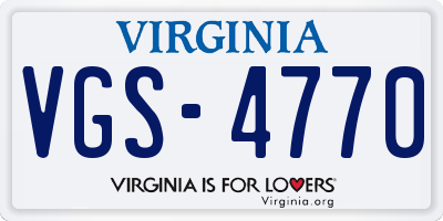 VA license plate VGS4770