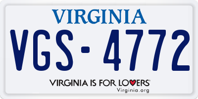 VA license plate VGS4772