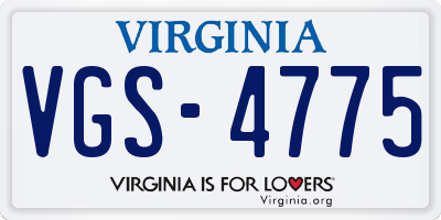 VA license plate VGS4775