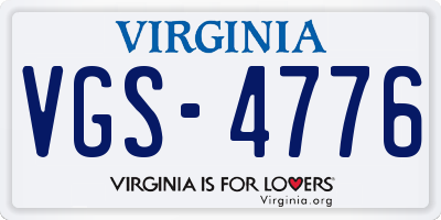 VA license plate VGS4776