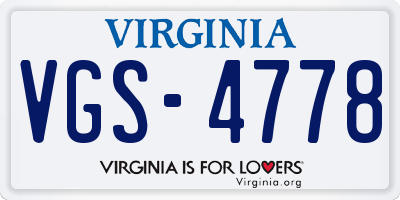 VA license plate VGS4778
