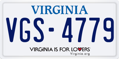 VA license plate VGS4779