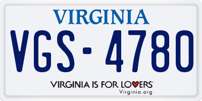 VA license plate VGS4780