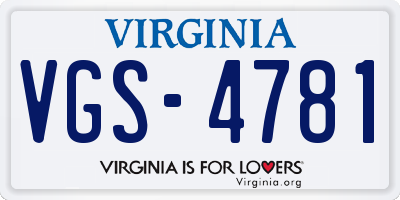 VA license plate VGS4781