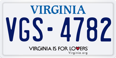 VA license plate VGS4782