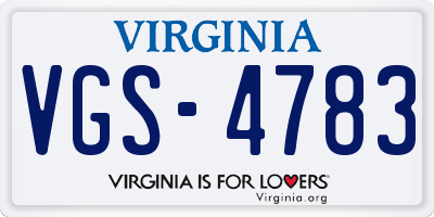 VA license plate VGS4783
