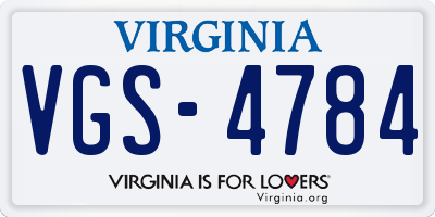 VA license plate VGS4784