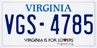 VA license plate VGS4785