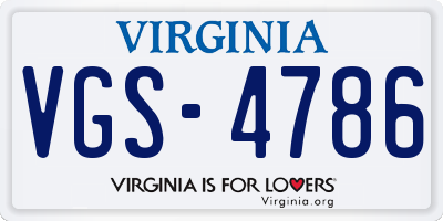 VA license plate VGS4786
