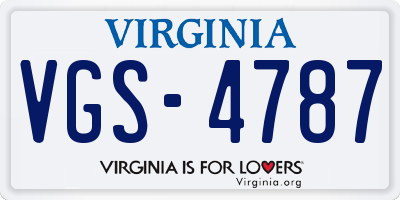 VA license plate VGS4787