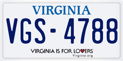 VA license plate VGS4788