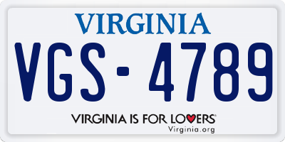 VA license plate VGS4789