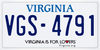 VA license plate VGS4791