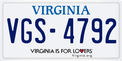VA license plate VGS4792