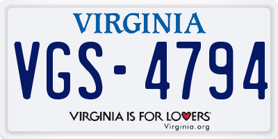 VA license plate VGS4794