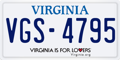 VA license plate VGS4795