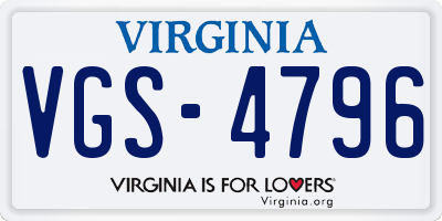 VA license plate VGS4796