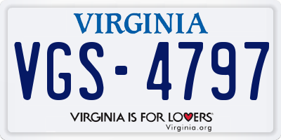 VA license plate VGS4797