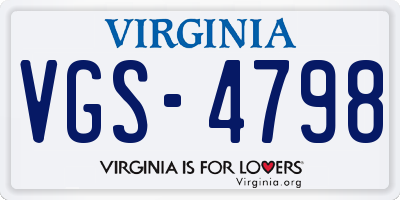 VA license plate VGS4798