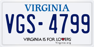 VA license plate VGS4799