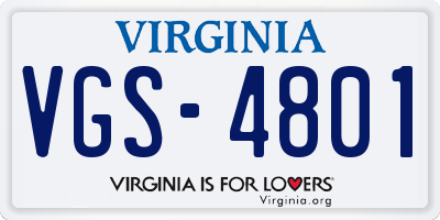 VA license plate VGS4801