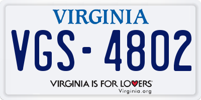 VA license plate VGS4802