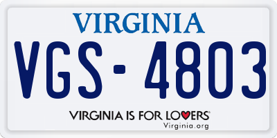 VA license plate VGS4803