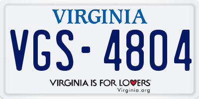 VA license plate VGS4804
