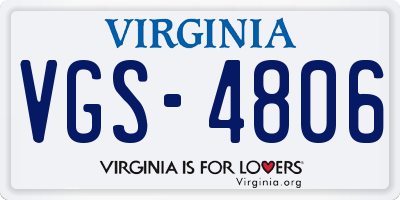 VA license plate VGS4806
