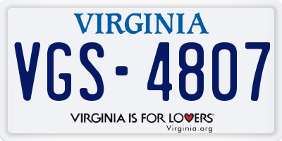 VA license plate VGS4807