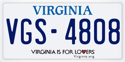 VA license plate VGS4808