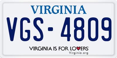 VA license plate VGS4809