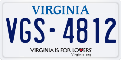 VA license plate VGS4812