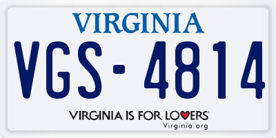 VA license plate VGS4814