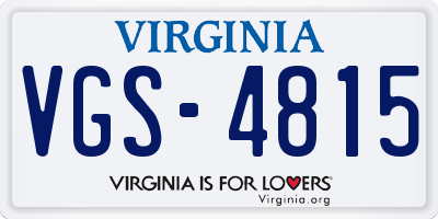 VA license plate VGS4815