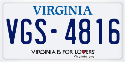 VA license plate VGS4816
