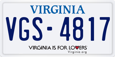 VA license plate VGS4817