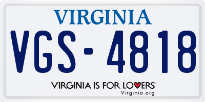 VA license plate VGS4818