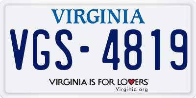 VA license plate VGS4819