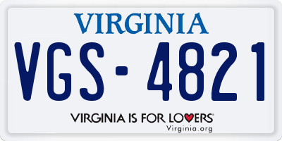 VA license plate VGS4821