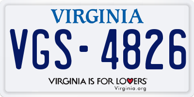 VA license plate VGS4826