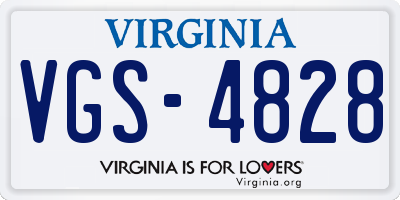 VA license plate VGS4828