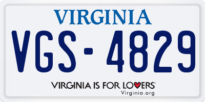 VA license plate VGS4829