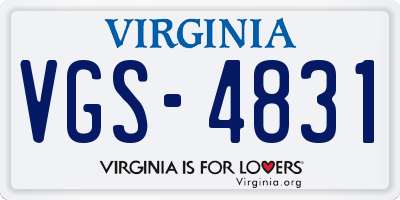VA license plate VGS4831