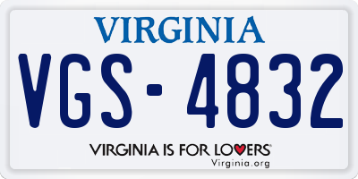 VA license plate VGS4832