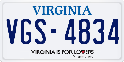 VA license plate VGS4834