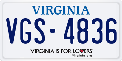 VA license plate VGS4836
